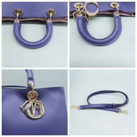100% Authentic Dior Diorissimo Purple W/P Leather Satchel - Picture 8 of 12